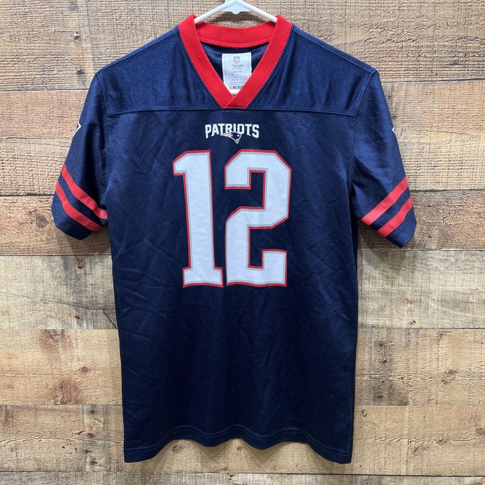 NFL Team Apparel Boys New England Patriots Brady #12 Jersey Size XL 14/16